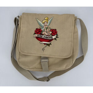 Disney Tinker Bell “Tink Forever” Canvas Messenger Bag 12"x11" Vintage